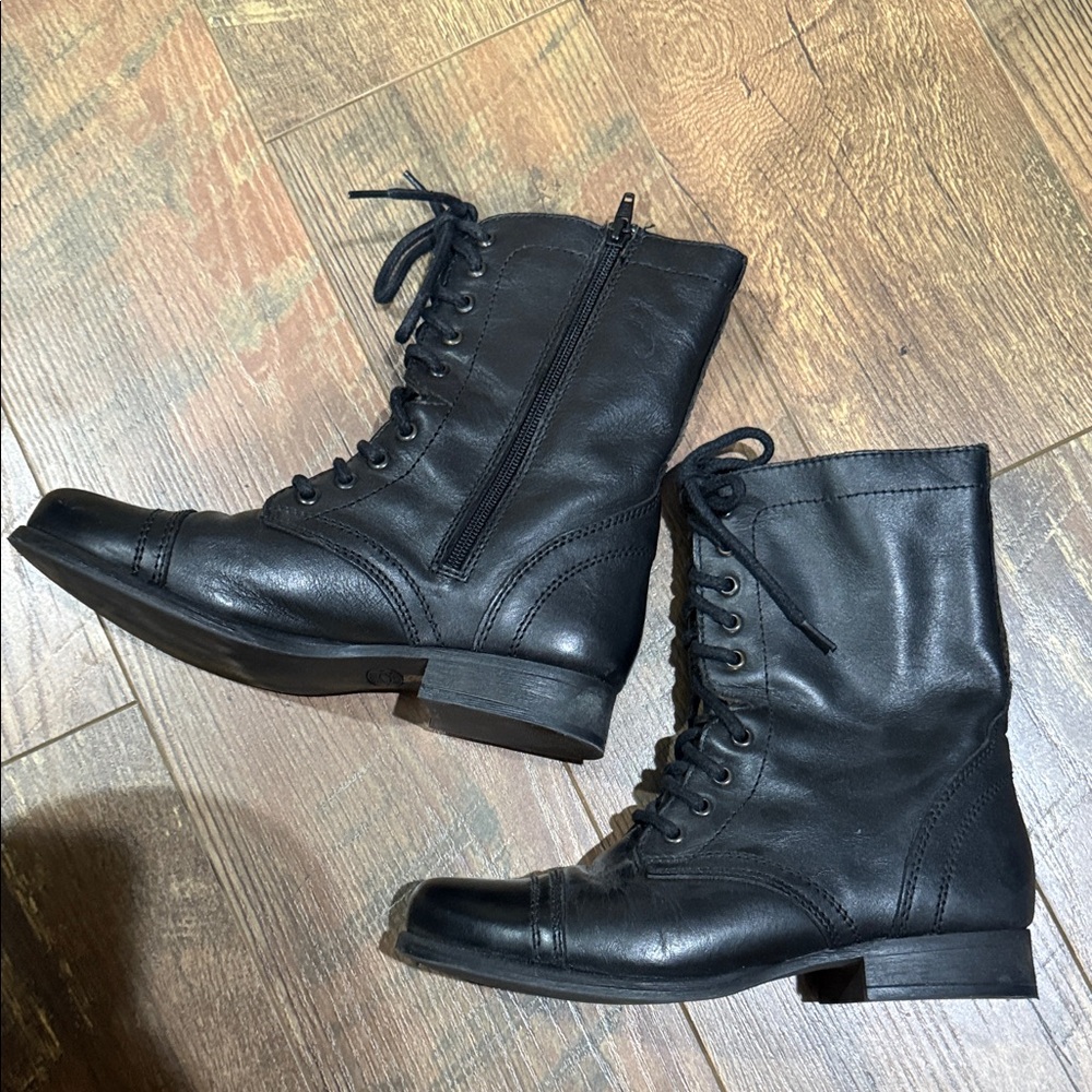 Steve Madden Black Lace-Up "Troopa" Combat Boots